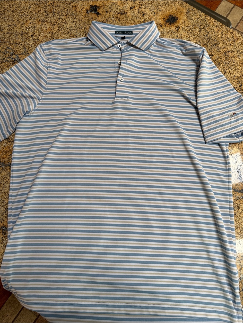 Southern Point Co. Blue & White Striped Performance Polo Shirt